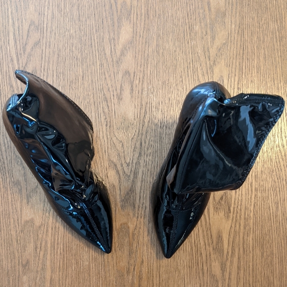 Black Patent Esmerelda Sock Boots - Picture 3 of 9